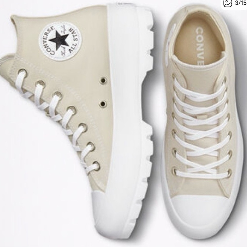 Converse High-Top Sneakers in Beige and White